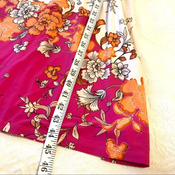 Vince Camuto dress floral mixed print sleeveless side knot twist front midi - Picture 8 of 16